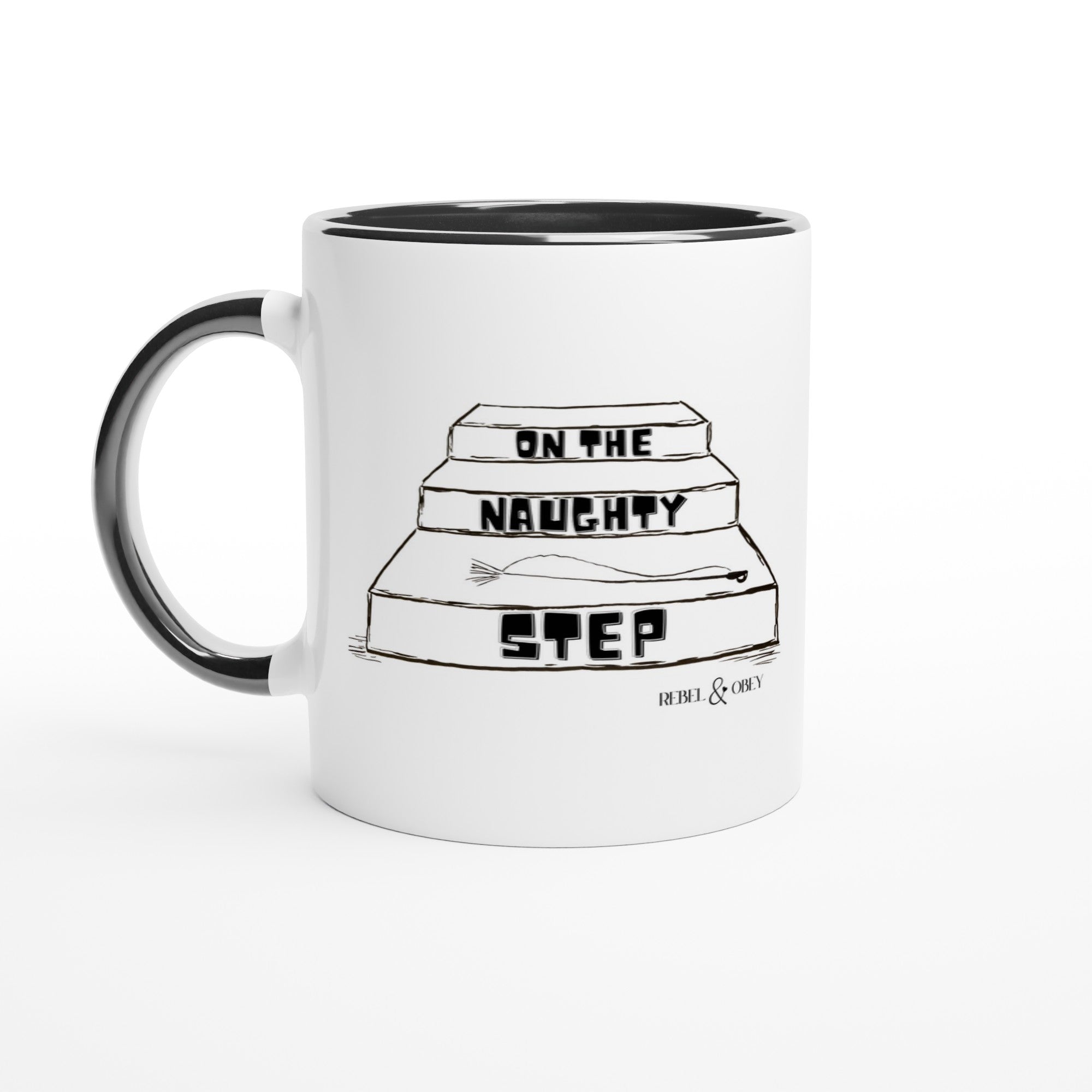 On the naughty step ceramic mug Rebel & Obey