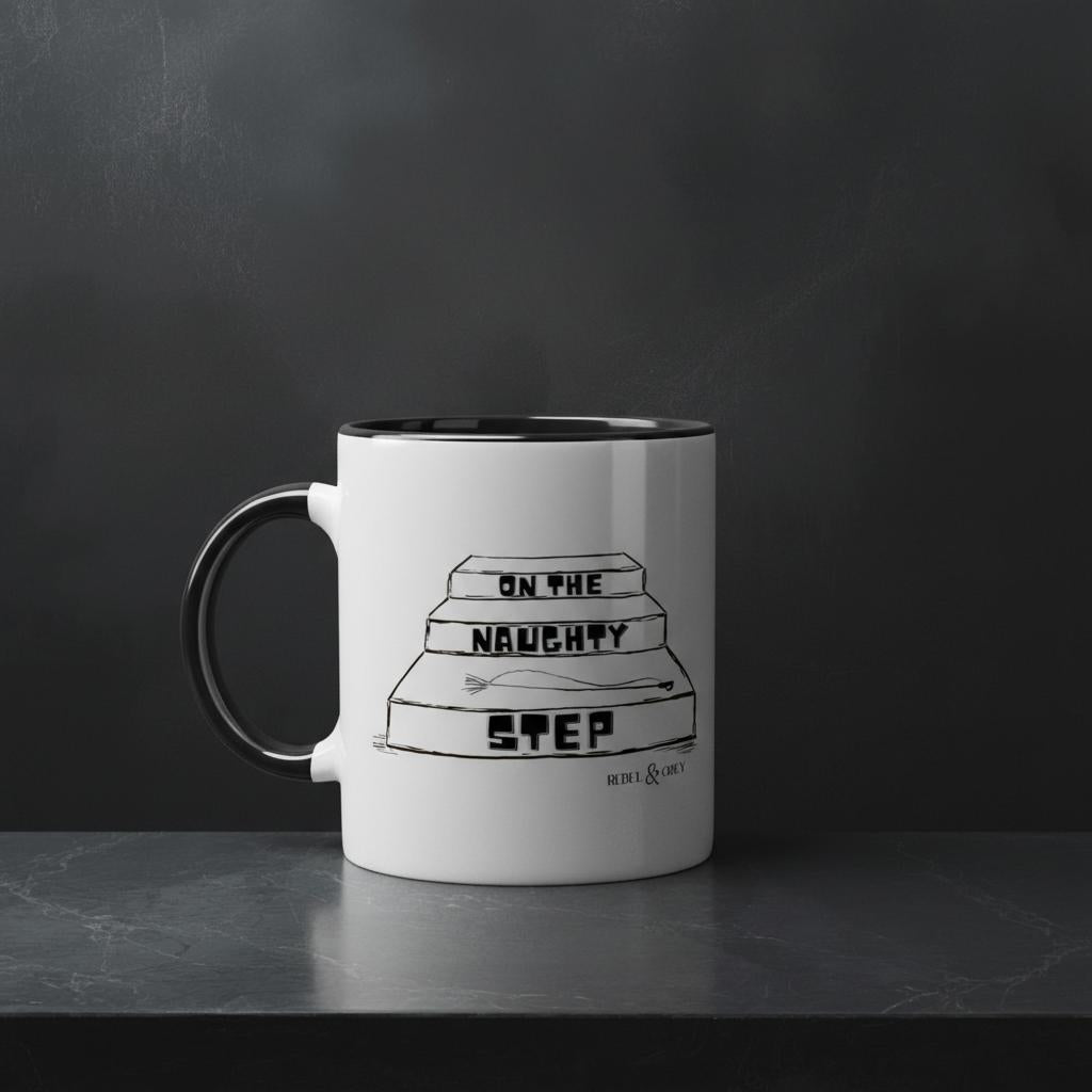On the naughty step ceramic mug Rebel & Obey